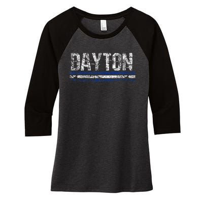 Dayton Ohio Retro Vintage Weathered Throwback Women's Tri-Blend 3/4-Sleeve Raglan Shirt