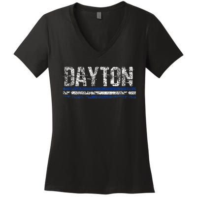 Dayton Ohio Retro Vintage Weathered Throwback Women's V-Neck T-Shirt