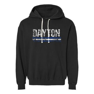 Dayton Ohio Retro Vintage Weathered Throwback Garment-Dyed Fleece Hoodie