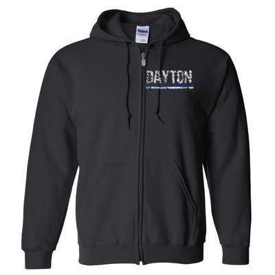 Dayton Ohio Retro Vintage Weathered Throwback Full Zip Hoodie