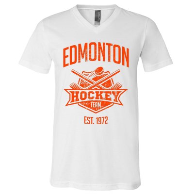 Distressed Oiler Retro Stick Fan Party Tailgate V-Neck T-Shirt