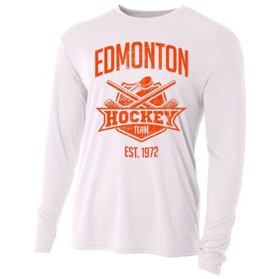 Distressed Oiler Retro Stick Fan Party Tailgate Cooling Performance Long Sleeve Crew