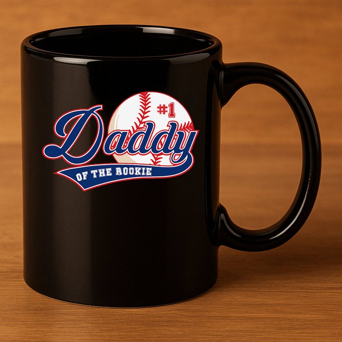 Daddy Of Rookie Of Year 1st Birthday Baseball Theme Matching 11oz C Handle Ceramic Mug