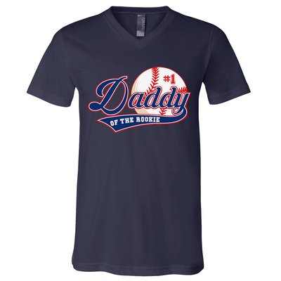 Daddy Of Rookie Of Year 1st Birthday Baseball Theme Matching V-Neck T-Shirt