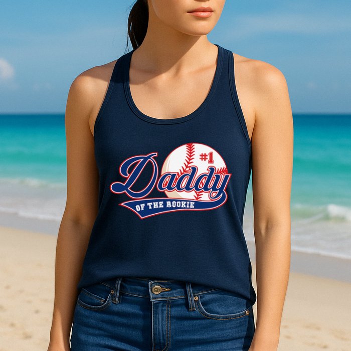 Daddy Of Rookie Of Year 1st Birthday Baseball Theme Matching Womens Tank Top