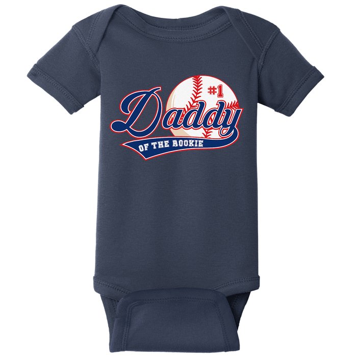 Daddy Of Rookie Of Year 1st Birthday Baseball Theme Matching Baby Bodysuit