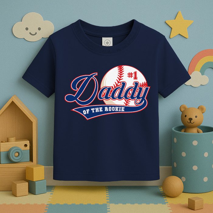 Daddy Of Rookie Of Year 1st Birthday Baseball Theme Matching Toddler T-Shirt