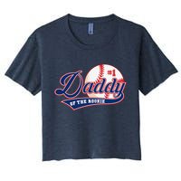 Daddy Of Rookie Of Year 1st Birthday Baseball Theme Matching Women's Crop Top Tee