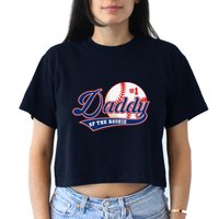 Daddy Of Rookie Of Year 1st Birthday Baseball Theme Matching Women's Crop Top Tee