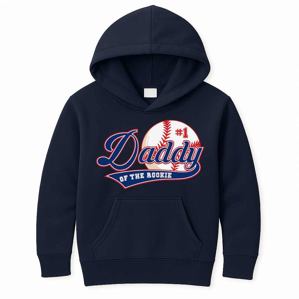 Daddy Of Rookie Of Year 1st Birthday Baseball Theme Matching Kids Hoodie