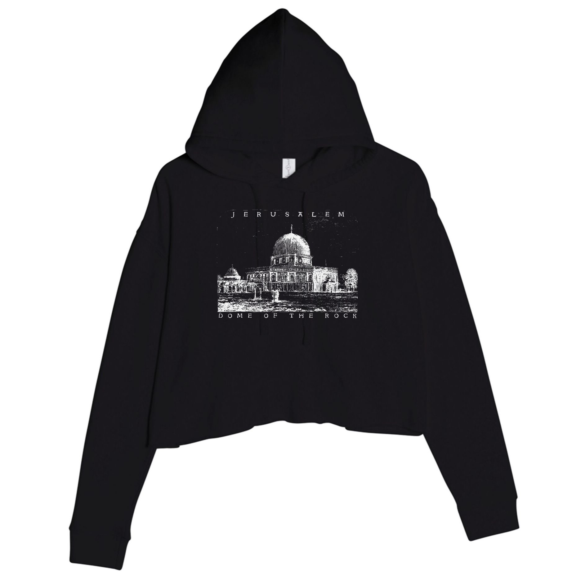 Dome of Rock Jerusalem Islamic Shrine Temple Vintage Crop Fleece Hoodie