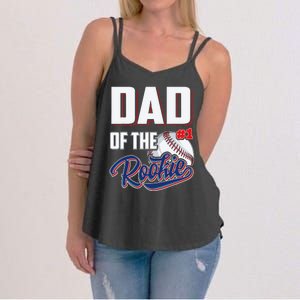 Dad of Rookie 1 Years old Team 1st Birthday Baseball Women's Strappy Tank