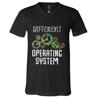 Different Operating System Autism Awareness Puzzle Tolerance V-Neck T-Shirt