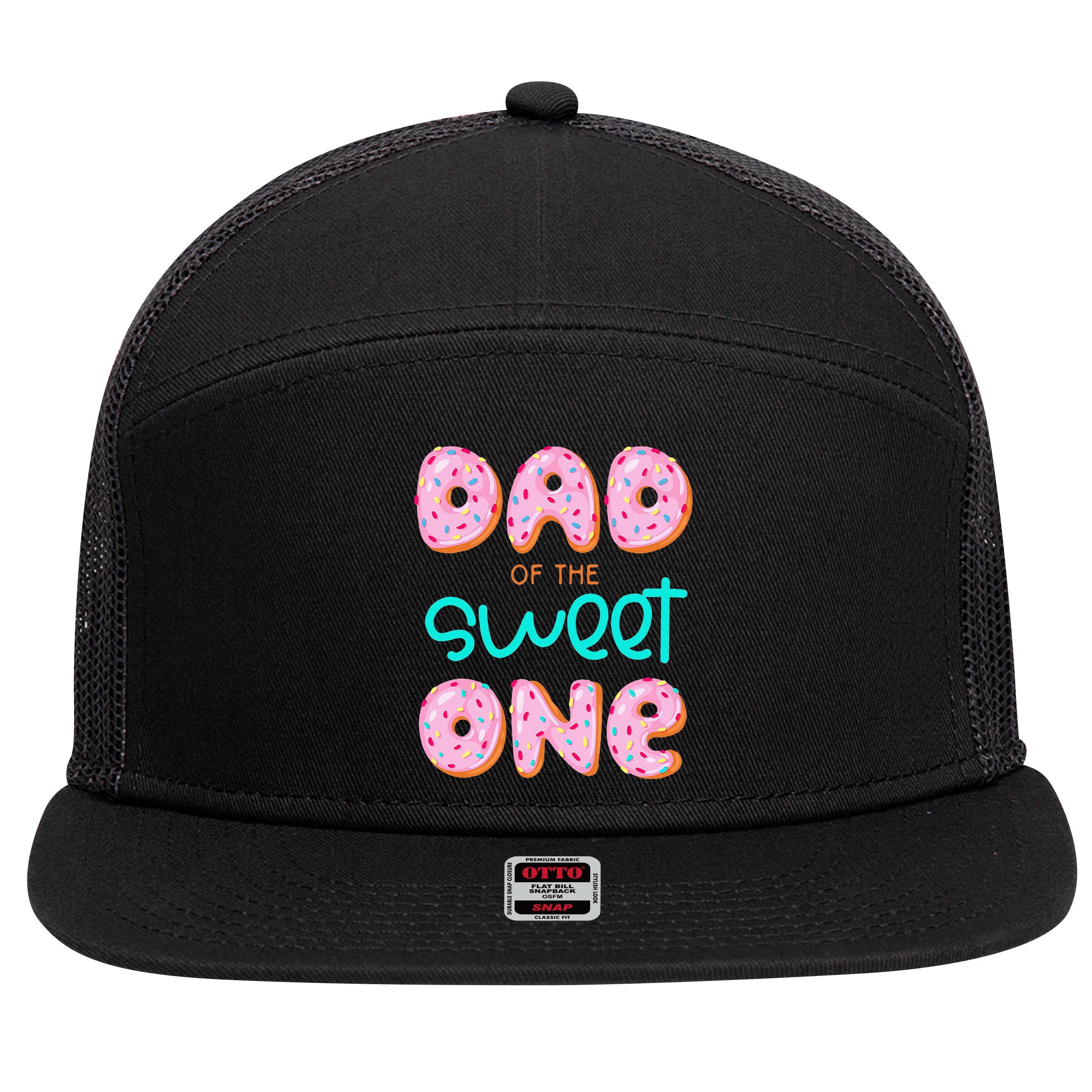Dad Of Sweet One First Birthday Matching Family Donut Theme 7 Panel Mesh Trucker Snapback Hat
