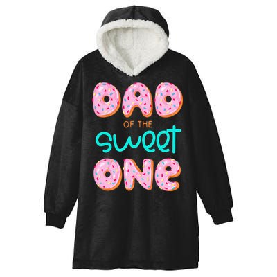 Dad Of Sweet One First Birthday Matching Family Donut Theme Hooded Wearable Blanket