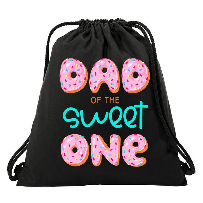 Dad Of Sweet One First Birthday Matching Family Donut Theme Drawstring Bag