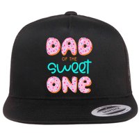 Dad Of Sweet One First Birthday Matching Family Donut Theme Flat Bill Trucker Hat