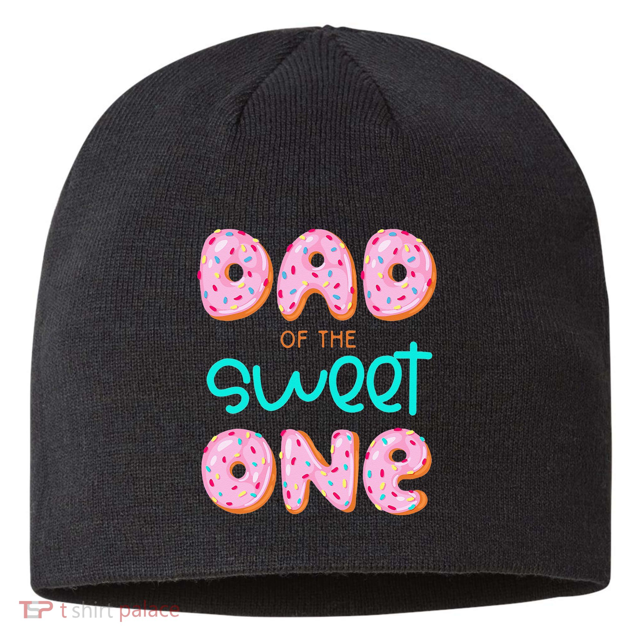 Dad Of Sweet One First Birthday Matching Family Donut Theme Sustainable Beanie