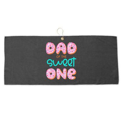 Dad Of Sweet One First Birthday Matching Family Donut Theme Large Microfiber Waffle Golf Towel