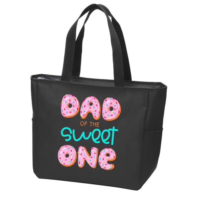 Dad Of Sweet One First Birthday Matching Family Donut Theme Zip Tote Bag