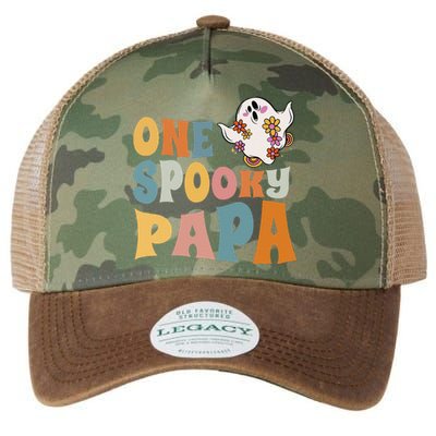 Dad One Spooky Papa Daddy Groovy Halloween Costume Legacy Tie Dye Trucker Hat