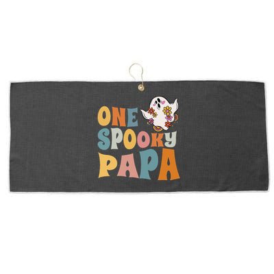 Dad One Spooky Papa Daddy Groovy Halloween Costume Large Microfiber Waffle Golf Towel