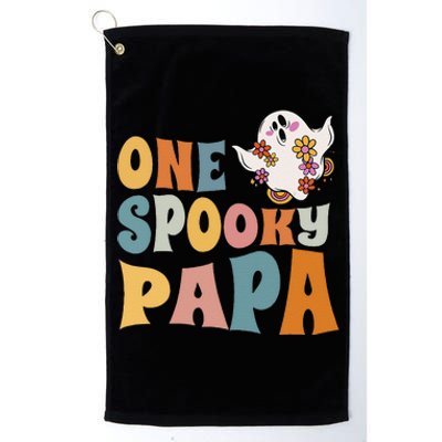 Dad One Spooky Papa Daddy Groovy Halloween Costume Platinum Collection Golf Towel