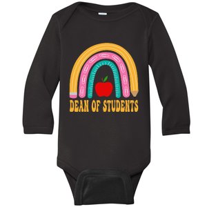 Dean Of Students Rainbow Pencil Back To School Baby Long Sleeve Bodysuit