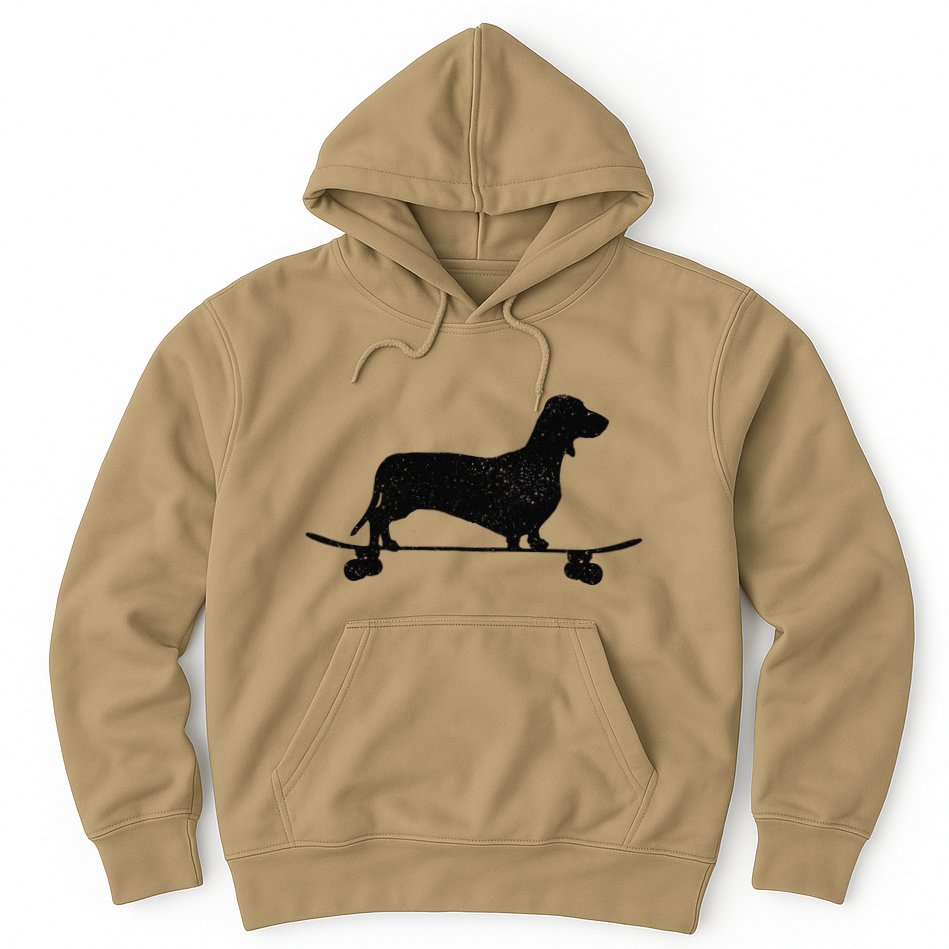 Dachshund On Skateboard Funny Wiener Dog Doxie Skater Gift Hoodie