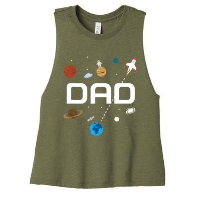 Dad Outer Space Birthday Party Women's Racerback Cropped Tank