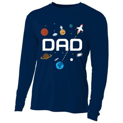 Dad Outer Space Birthday Party Cooling Performance Long Sleeve Crew