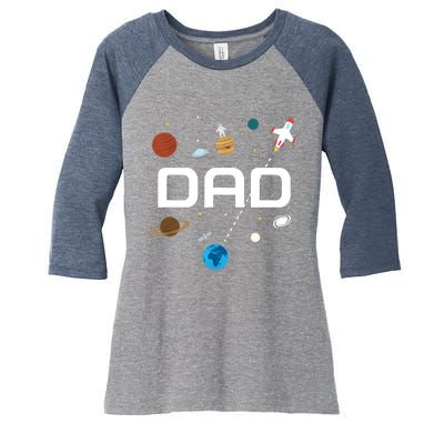 Dad Outer Space Birthday Party Women's Tri-Blend 3/4-Sleeve Raglan Shirt