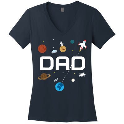 Dad Outer Space Birthday Party Women's V-Neck T-Shirt