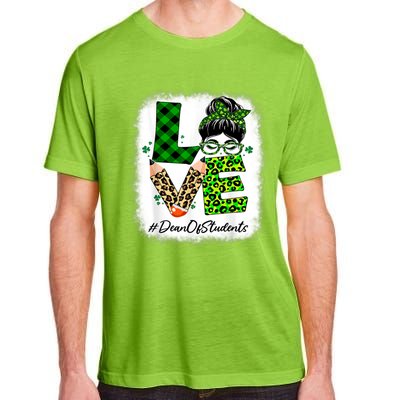 Dean Of Students Love Bleached Messy Bun St Patricks Day Adult ChromaSoft Performance T-Shirt