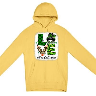 Dean Of Students Love Bleached Messy Bun St Patricks Day Premium Pullover Hoodie