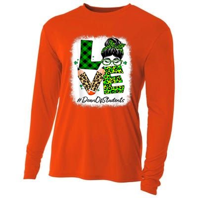 Dean Of Students Love Bleached Messy Bun St Patricks Day Cooling Performance Long Sleeve Crew