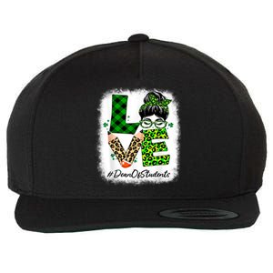 Dean Of Students Love Bleached Messy Bun St Patricks Day Wool Snapback Cap