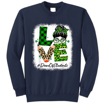 Dean Of Students Love Bleached Messy Bun St Patricks Day Sweatshirt