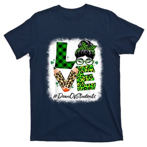 Dean Of Students Love Bleached Messy Bun St Patricks Day T-Shirt