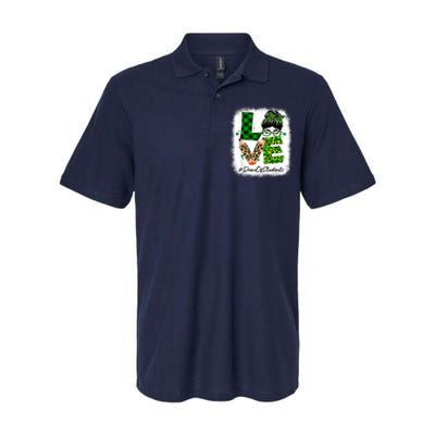 Dean Of Students Love Bleached Messy Bun St Patricks Day Softstyle Adult Sport Polo