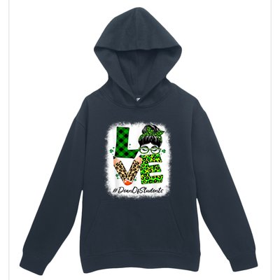 Dean Of Students Love Bleached Messy Bun St Patricks Day Urban Pullover Hoodie