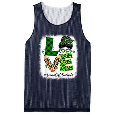 Dean Of Students Love Bleached Messy Bun St Patricks Day Mesh Reversible Basketball Jersey Tank