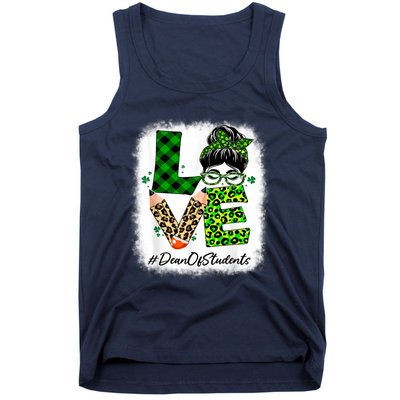 Dean Of Students Love Bleached Messy Bun St Patricks Day Tank Top