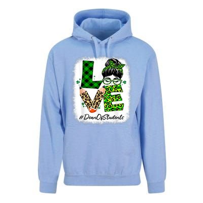 Dean Of Students Love Bleached Messy Bun St Patricks Day Unisex Surf Hoodie