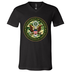 Department Of Stoners Funny Weed Cannabis Pot America USA V-Neck T-Shirt