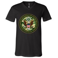 Department Of Stoners Funny Weed Cannabis Pot America USA V-Neck T-Shirt