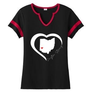 Dayton Ohio Strong Retro Heart Map Ladies Halftime Notch Neck Tee