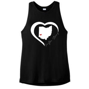 Dayton Ohio Strong Retro Heart Map Ladies PosiCharge Tri-Blend Wicking Tank