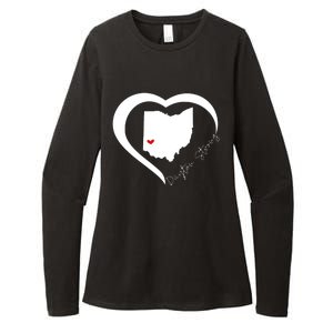 Dayton Ohio Strong Retro Heart Map Womens CVC Long Sleeve Shirt