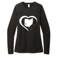 Dayton Ohio Strong Retro Heart Map Womens CVC Long Sleeve Shirt